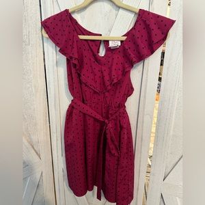 Motherhood Maternity Sleeveless Polkadot Ruffle Front Blouse